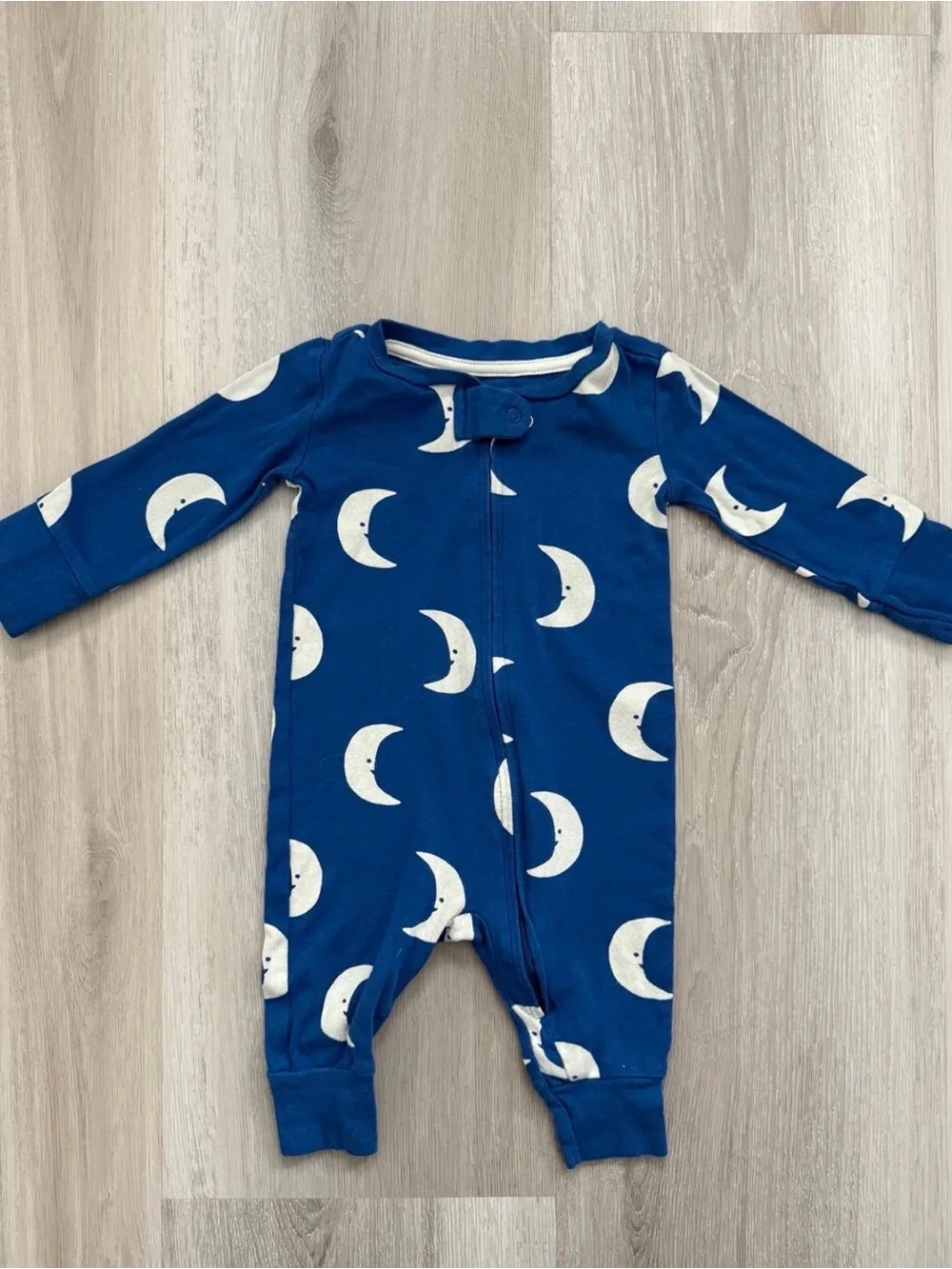 Navy Moon-Print Infant One-Piece Pajama